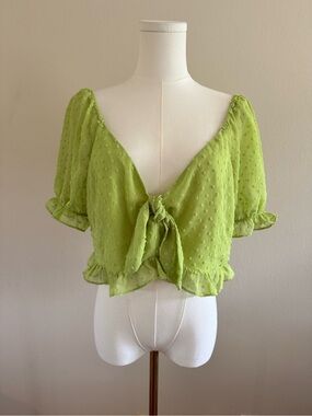 BCBGeneration Y2K Chartreuse crop top size L